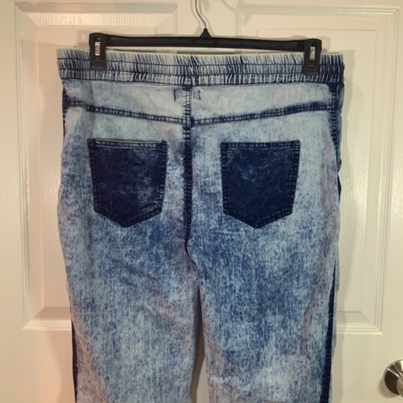 Thrill Acid Wash Jogger Elastic Waist Denim Hip Hop Plus Size 1X - Picture 5 of 10